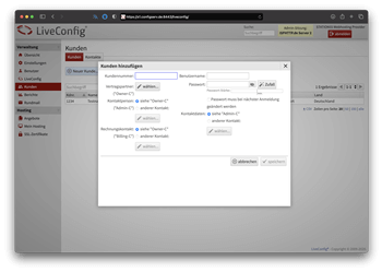 LiveConfig Reseller Ansicht